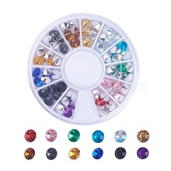 Imitation Taiwan Acrylic Rhinestone Pointed Back Cabochons, Nail Art Decoration Accessories, Faceted, Diamond, Mixed Color, 5.5x4mm, about 5pcs/color, 60pcs/box(OACR-X0006-11-5.5mm)