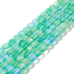 Synthetic Moonstone Beads Strands, Frosted, Round, Medium Spring Green, 10mm, Hole: 1mm, about 38~40pcs/strand, 14.96''~15.16''(38~38.5cm)(G-E573-01C-17)