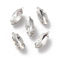 Rhinestone Pendants, with Brass Findings, Horse Eye, Crystal, 16.5x7x5.5mm, Hole: 1.2mm(RGLA-P038-01P-01)