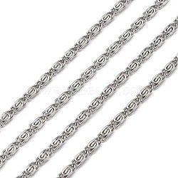 304 Stainless Steel Lumachina Chains, with Spool, Unwelded, Stainless Steel Color, 6x2.6x1.3mm, about 50m/rol(CHS-R009-14)