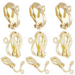40Pcs 304 Stainless Steel Clip-on Earring Findings, with Loops, Real 18K Gold Plated, 12x6x9mm, Hole: 1.2mm(STAS-SC0005-84G)