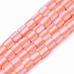 Handmade Polymer Clay Bead Strands, Column, Orange, 6x6mm, Hole: 1.5mm, about 63pcs/strand, 15.55 inch~15.94 inch(39.5~40.5cm)(CLAY-T020-12G)