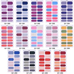 Solid Color Design Self-Adhesive Nail Decals, Glitter Nail Wraps Nail Polish Stickers, for DIY Manicure Nail Art Decoration, Mixed Color, 105x60mm(MRMJ-R086-QY-M)