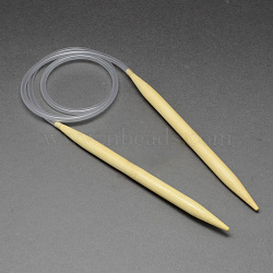 Rubber Wire Bamboo Circular Knitting Needles, More Size Available, Light Yellow, 780~800x5.5mm(TOOL-R056-5.5mm-01)