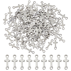100Pcs 304 Stainless Steel Links/Connectors, Sideways Cross, Stainless Steel Color, 18x7x1.5mm, Hole: 2mm(STAS-DC0016-57)