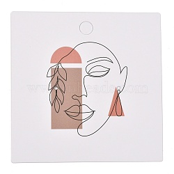 Square Cardboard Earring Display Cards, for Jewlery Display, Women Pattern, 8x8x0.04cm, about 100pcs/bag(CDIS-P004-15B-03)