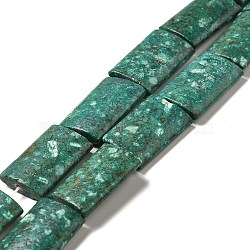 Natural Calcite Beads Strands, Dyed, Rectangle, Teal, 25x18x6mm, Hole: 1.2mm, about 15pcs/strand, 15.67''(39.8cm)(G-I339-01A)