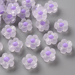Transparent Acrylic Beads, Frosted, Bead in Bead, Flower, Lilac, 12x12.5x6mm, Hole: 2.5mm(X-TACR-S152-06C-SS2114)