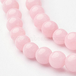 Natural Mashan Jade Round Beads Strands, Dyed, Pink, 4mm, Hole: 1mm, about 98pcs/strand, 15.7 inch(X-G-D263-4mm-XS02)