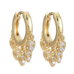 Brass Micro Pave Clear Cubic Zirconia Huggie Hoop Earrings, Long-Lasting Plated, Teardrop, Real 18K Gold Plated, 19.5mm, Pin: 0.9mm(EJEW-K083-45G)
