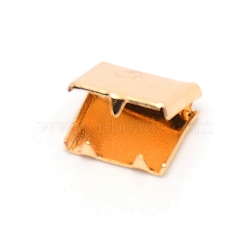 Brass Ribbon Crimp Ends, Crimp End Findings, Square, Light Gold, 7.5x8mm(KK-WH0044-04B-KCG)