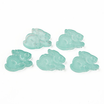 Transparent Glass Beads, Rabbit, Medium Aquamarine, 14.5x19x3.5mm, Hole: 1mm