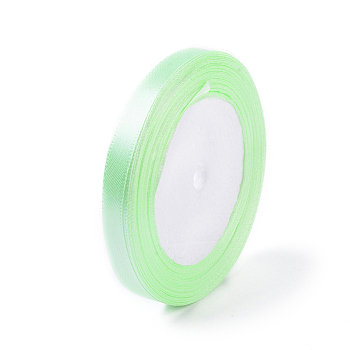 Single Face Satin Ribbon, Polyester Ribbon, Light Green, 10mm(3/8 inch), about 25yards/roll(22.86m/roll), 10rolls/group, 250yards/group(228.6m/group)