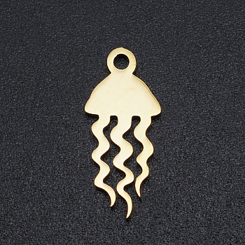 201 Stainless Steel Pendants, Jellyfish, Golden, 17x7x1mm, Hole: 1.5mm