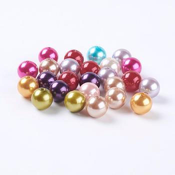 Colorful Acrylic Beads, Imitation Pearl Style, Round, Mixed Color, 14mm, Hole: 2mm, about 370pcs/500g