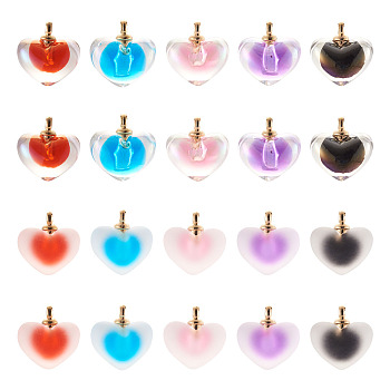 Transparent Acrylic Pendants, Bead in Bead, Heart, Mixed Color, 18~19x18x14mm, Hole: 2~2.5mm, 50pcs/box