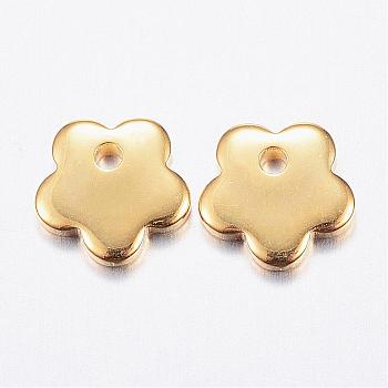201 Stainless Steel Charms, Flower, Golden, 7x7x1.2mm, Hole: 1mm