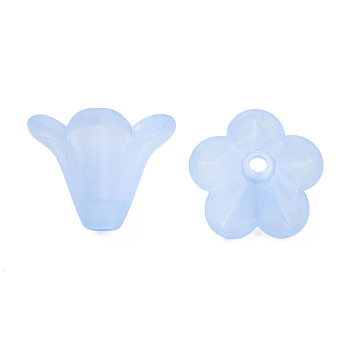 Frosted Acrylic Beads, Flower, Sky Blue, 10x13.5mm, Hole: 1.8mm, about 1600pcs/500g