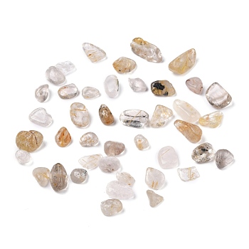Natural Gold Rutilated Quartz Beads, No Hole/Undrilled, Chip, 4~14x4~7x2~5mm, about 2272pcs/500g