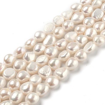 Natural Cultured Freshwater Pearl Beads Strands, Rice, Bisque, 11~15x10~12mm, Hole: 0.6mm, about 29pcs/strand, 14.37 inch(36.5cm)