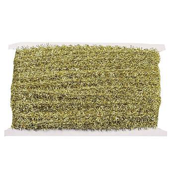 Polyester Lace Trim, Shiny Tinsel Hanging Garland, for Curtain, Home Textile Decor, Gold, 1/2 inch(12mm)
