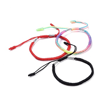 Nylon Thread Braided Bracelets, with Braided Thread Metallic Cords, Mixed Color, 1-3/4 inch~3-1/8 inch(4.6~8cm)