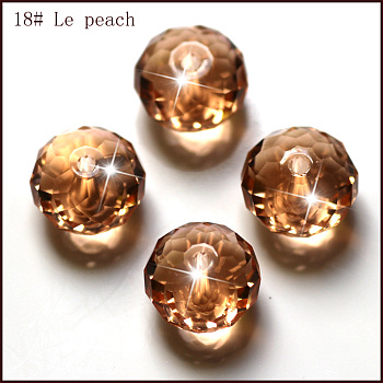 Imitation Austrian Crystal Beads, Grade AAA, Faceted, Rondelle, PeachPuff, 10x7mm, Hole: 0.9~1mm