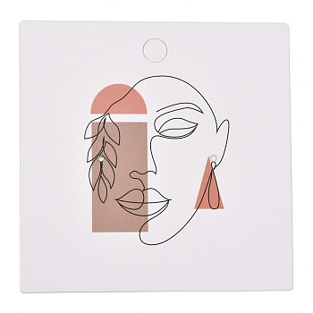 Square Cardboard Earring Display Cards, for Jewlery Display, Women Pattern, 8x8x0.04cm, about 100pcs/bag