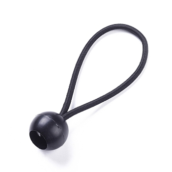 Ball Bungee, Tie Down Cords, for Tarp, Canopy Shelter, Wall Pipe, Black, 155x3.5mm, Ball: 27x24mm