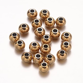 Ion Plating(IP) 304 Stainless Steel Beads, Round, Golden, 10mm, Hole: 2.2mm