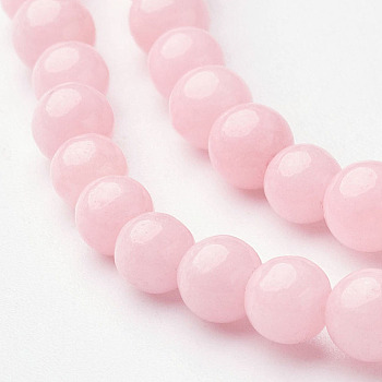 Natural Mashan Jade Round Beads Strands, Dyed, Pink, 4mm, Hole: 1mm, about 98pcs/strand, 15.7 inch