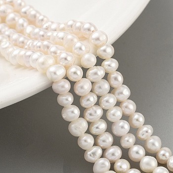 Natural Cultured Freshwater Pearl Beads Strands, Potato, PapayaWhip, 3~4mm, Hole: 0.5mm, about 44~53pcs/strand, 6.69~7.28 inch(17~18.5cm)