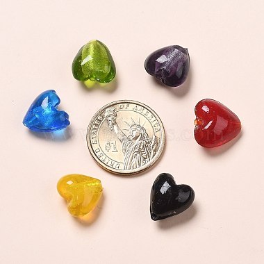Perles en verre d'argent feuille manuelles(SLH15MMY-1)-5