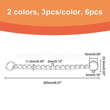 Nbeads 6Pcs 2 Color Custom Aluminum Curb Chain Strap(FIND-NB0001-67)-2