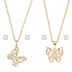 2 Sets 2 Styles Clear Cubic Zirconia Stud Earrings & Butterfly Pendant Necklaces Set(SJEW-HY0001-01)-1