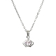 Light Rose Rhinestone Crown Pendant Necklace with Cable Chains(NJEW-FZ00019)-6