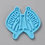 Butterfly DIY Silicone Pendant Molds, Decoration Making, Resin Casting Molds, For UV Resin, Epoxy Resin Jewelry Making, Deep Sky Blue, 58x59.5x4mm, Hole: 2mm, Inner Diameter: 56x24mm(SIMO-TAC0006-01E)