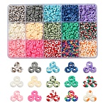 15 Colors Handmade Polymer Clay Beads Strands, for DIY Jewelry Crafts Supplies, Heishi Beads, Disc/Flat Round, Mixed Color, 6x0.5~1mm, Hole: 1.8mm, about 160pcs/color(CLAY-YW0001-45)