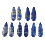 Natural Lapis Lazuli Pendants, Matching Geometric Charms, Teardrop Charms, 40~40.5x13~13.5x4~4.5mm, Hole: 1.2mm(G-Z151-01A)