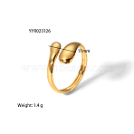 Simple and Elegant 304 Stainless Steel Snake Cuff Rings, Real 18K Gold Plated(IR8532)