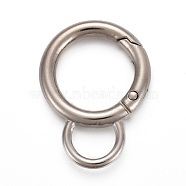 Alloy Spring Gate Ring, with Loop, Circle Key Rings, for Handbag Ornaments Decoration, Cadmium Free & Lead Free, Platinum, 38x29x4mm, Hole: 10.5x7mm(X-KEYC-H109-03A-P)