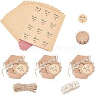 SUPERFINDINGS 200Pcs Flower Display Paper Price Tags, with 20 Sheets Kraft Paper Self Adhesive Sticker, 1 Bundle Cotton Lace Ribbon Edge Trimmings, Mixed Color, Tags: 60x0.5mm, Hole: 5mm(DIY-FH0003-51)