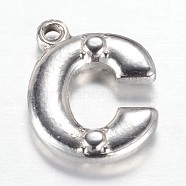 201 Stainless Steel Charms, Letter C, Stainless Steel Color, 15.2x12.2x2.8mm, Hole: 1.2mm(STAS-G081-25P)