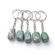 Natural Jade Keychain, with Iron Findings, Platinum, 85~94mm(G-Q484-D04)