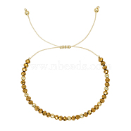 Adjustable Glass Braided Bead Bracelets, Dark Goldenrod, 11 inch(28cm)(XA7539-1)