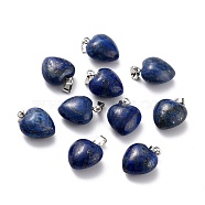 Natural Dyed Lapis Lazuli Pendants, with Platinum Brass Loops, Heart, 18~19x15~15.5x6~8mm, Hole: 6x2.5~3mm(G-I311-A26)