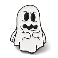 Halloween Theme Enamel Pins, Black Zinc Alloy Brooches for Backpack Clothes, Ghost, 30x21x1.5mm(JEWB-Z013-02D-EB)