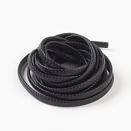 Braided Leather Cord, Leather Jewelry Cord, Jewelry DIY Making Material, Dyed, Flat, Black, 10x5mm, about 5.46 yards(5m)/roll(WL-F009-C01-10x5mm)