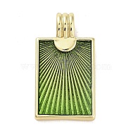 Real 18K Gold Plated Rack Plating Brass Enamel Pendants, Long-Lasting Plated, Lead Free & Cadmium Free, Rectangle Charm, Green, 29.5x15.5x2.5mm, Hole: 6x3mm(KK-M293-43G-03)