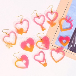 Heart Earrings Pendants DIY Silicone Mold, Resin Casting Molds, for UV Resin, Epoxy Resin Craft Making, Clear, 111x144x4.5mm, Inner Diameter: 22~36x30~37.5mm, hole:2mm(DIY-Q033-06C)